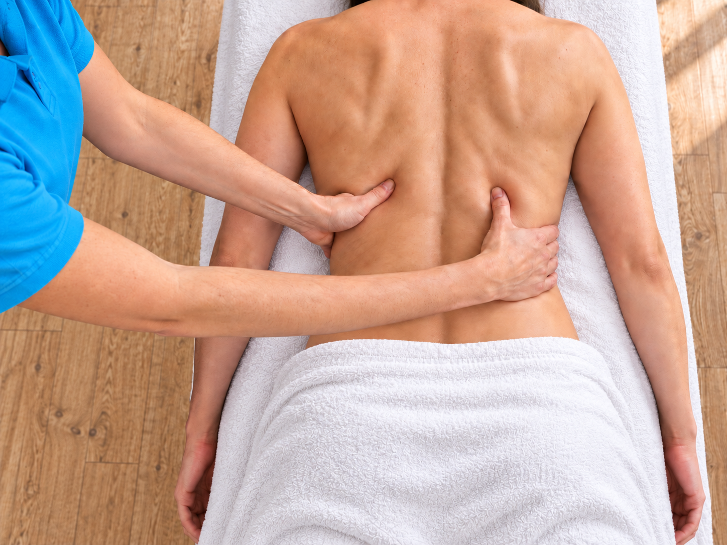Klassische Rückenmassage auf der Behandlungsliege in unserer Praxis